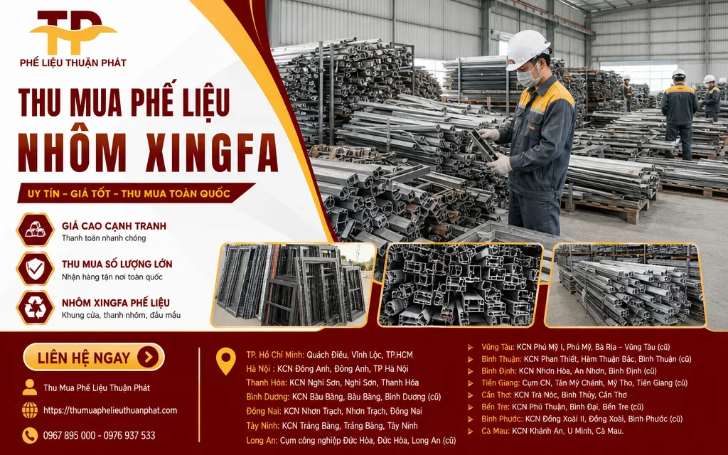 Nhôm Xingfa phế liệu được phân loại tại điểm thu gom ở Hà Nội
