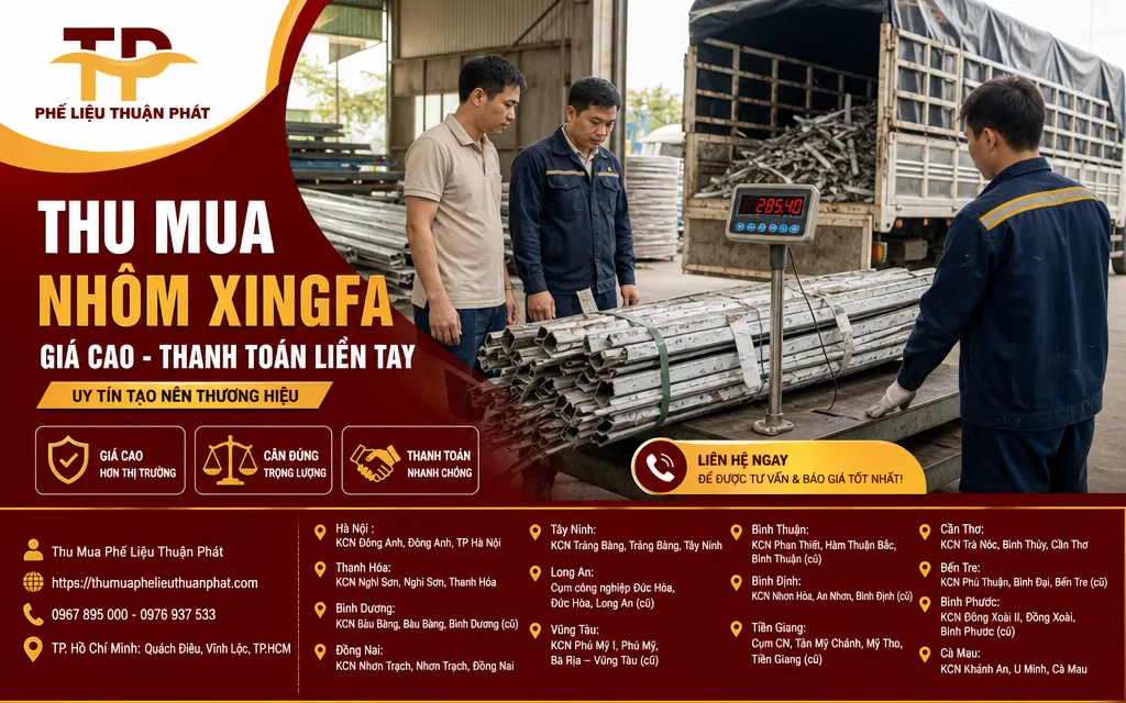 Cân điện tử công khai khi thu mua nhôm Xingfa phế liệu