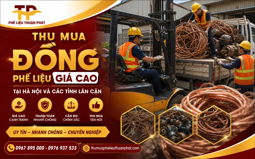 Đội ngũ thu gom đồng phế liệu tận nơi tại nh&agrave; xưởng