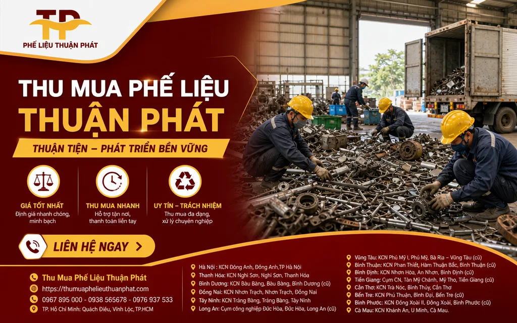 Đội ngũ khảo sát và thu mua phế liệu tận nơi tại kho xưởng