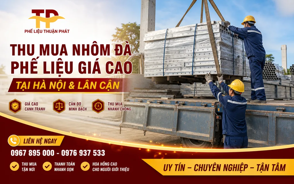 Đội thu mua bốc xếp nh&ocirc;m đ&agrave; phế liệu l&ecirc;n xe tải